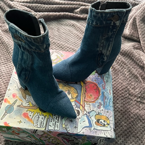 Jeffrey Campbell denim bootie. Worn one time, in box. - Picture 2 of 7